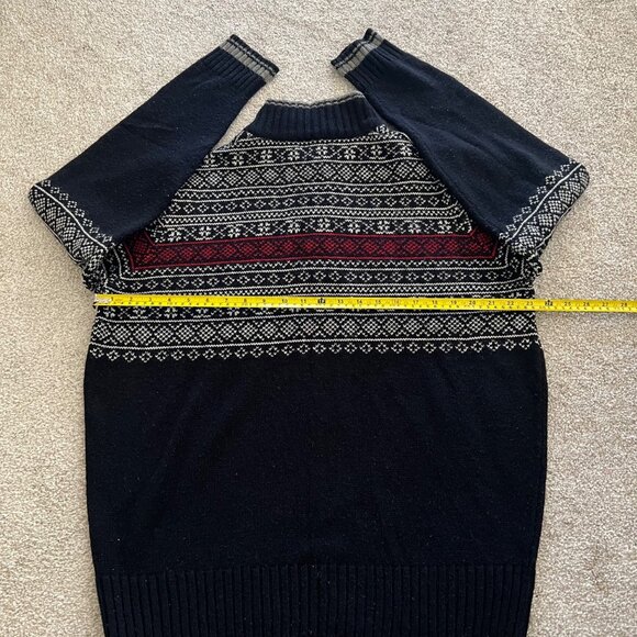 SOLD Wool Blend Nordic Fair Isle Quarter Zip White Red Black Sweater - Picture 7 of 7